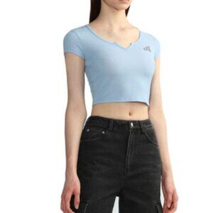 Apee - A Bathing Ape Blue V-Neck Crop Top